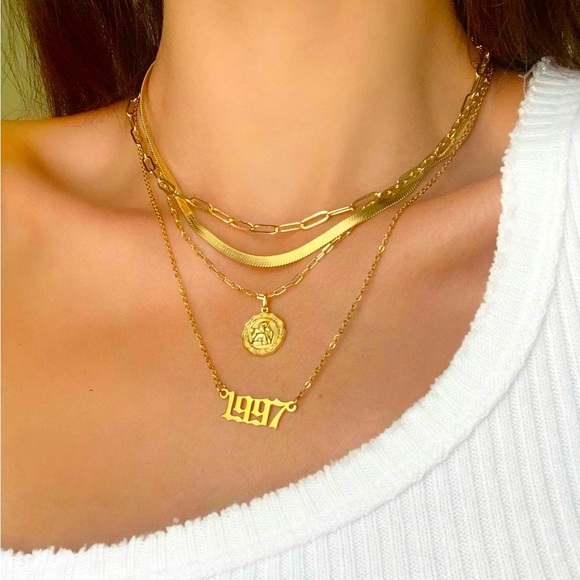 24k Gold Plated Birth Year Necklace - Picture 2 of 2